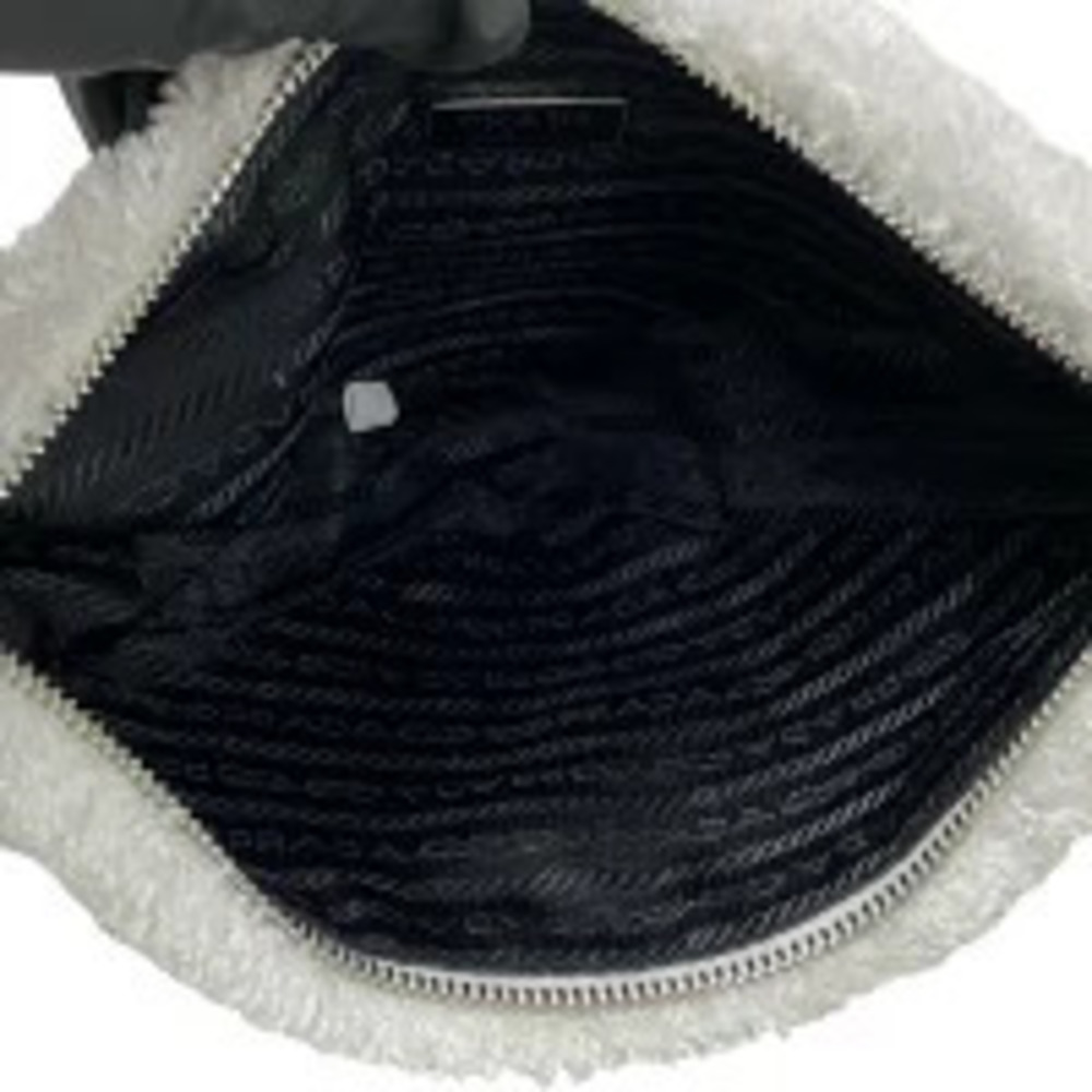 PRADA Triangle Terrycloth Handbag Tote White - Picture 8 of 10